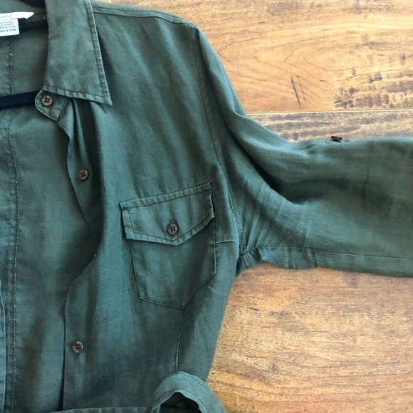 zara Blouse Olive Green Long Sleeve - Picture 11 of 12